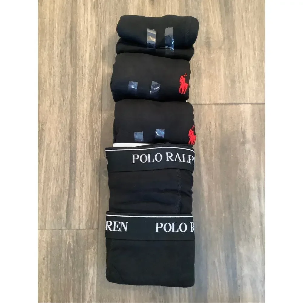 Polo Ralph Lauren 5 Pack Mens Medium Black Classic Fit Cotton Boxer Brief T5-5
